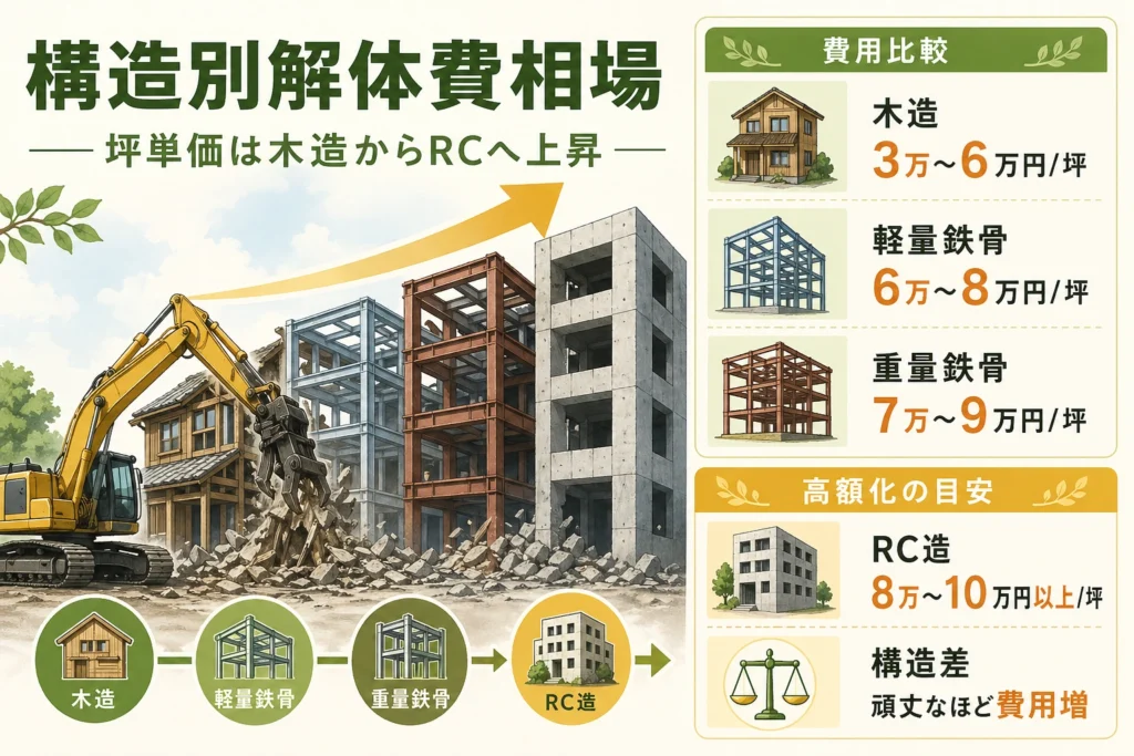 木造鉄骨RC構造別の費用相場